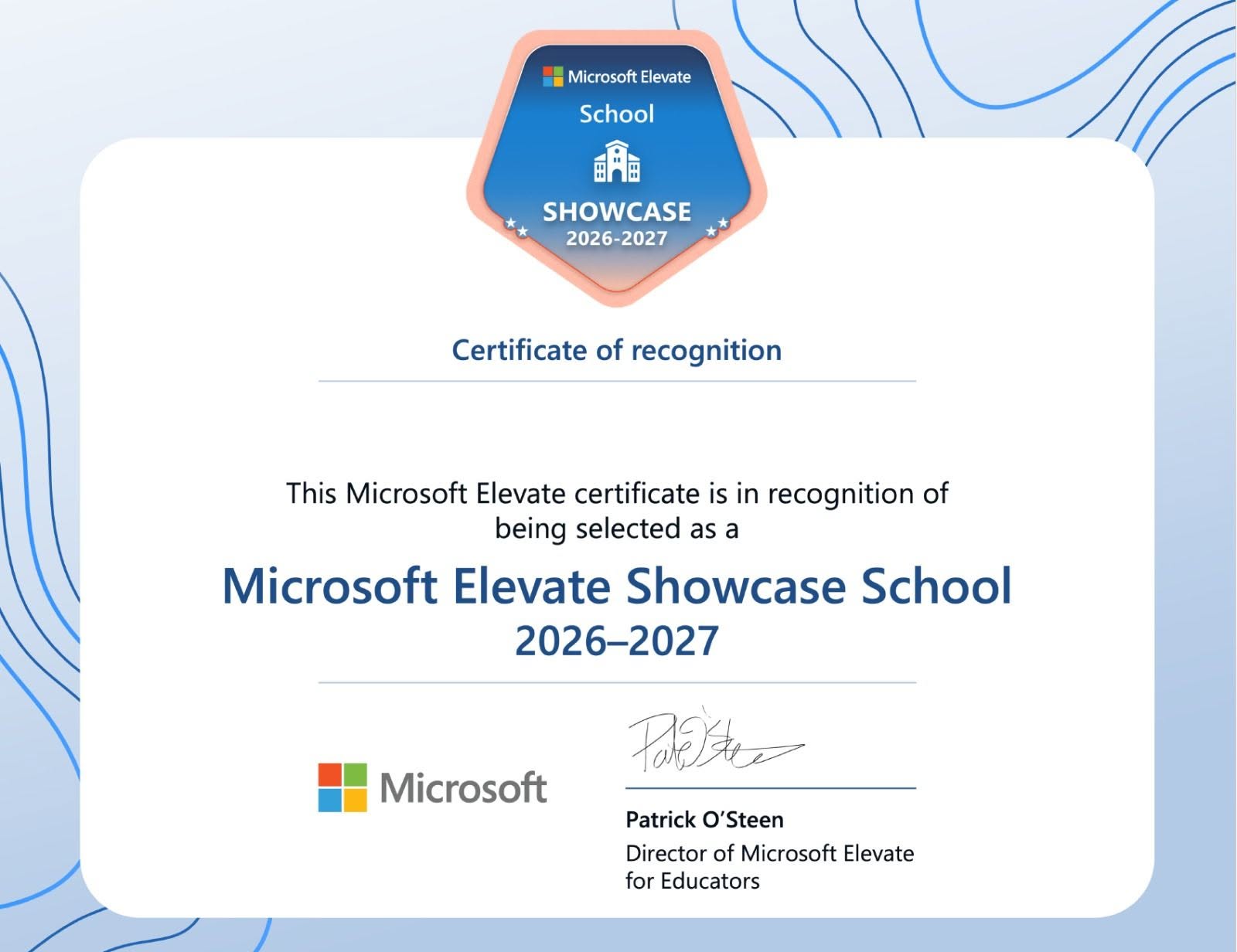 本校非常榮幸再次獲選為 Microsoft Showcase School！